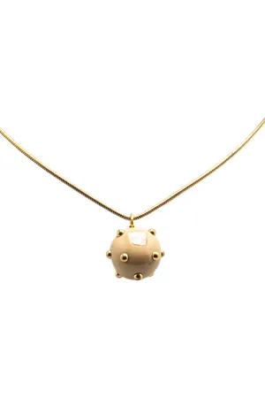 CHANEL Collar Gold Plated Enamel CC Studded Sphere Pendant 2000