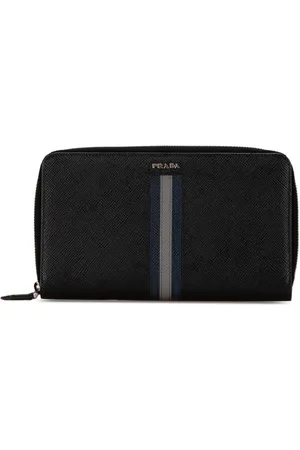 Prada Cartera Saffiano Stripe Zip Around Wallet 2000-2013