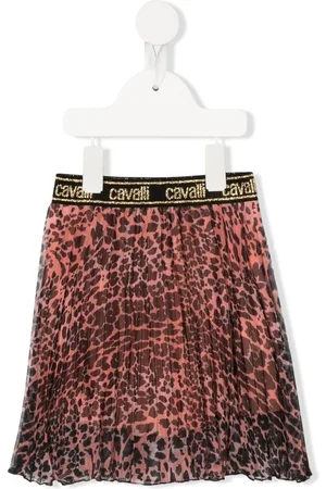 Roberto Cavalli Falda plisada con estampado de leopardo