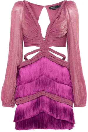 PATBO Vestido corto con flecos metalizados