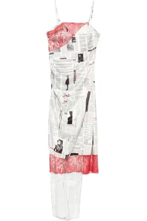 Patrizia Pepe Vestido midi con estampado de periódico