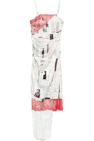 Patrizia Pepe Vestido midi con estampado de periódico