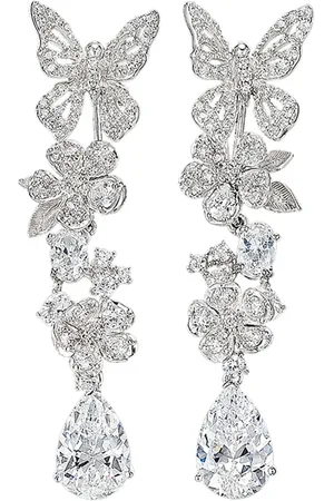 Anabela Chan Aretes Vine en oro blanco de 18kt con diamantes