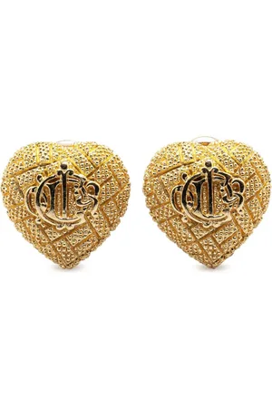 Dior Aretes 20th Century Gold Plated Heart Logo Clip on