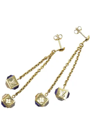 LOUIS VUITTON Aretes Gold Plated Crystal Gamble Drop 2010