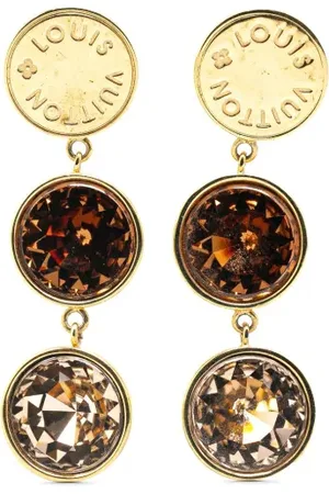 LOUIS VUITTON Aretes Gold Plated Crystal Over the Rainbow Drop Push Back 2014