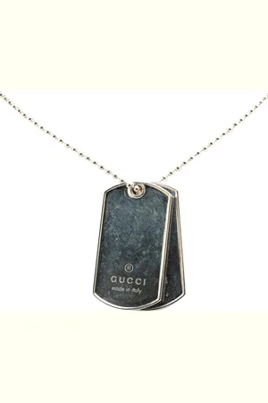 Gucci Collar Sterling Silver Double Dog Tag Pendant 2000-2015