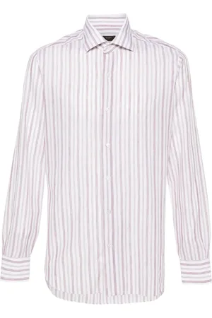 BARBA Camisa con cuello italiano y motivo de rayas