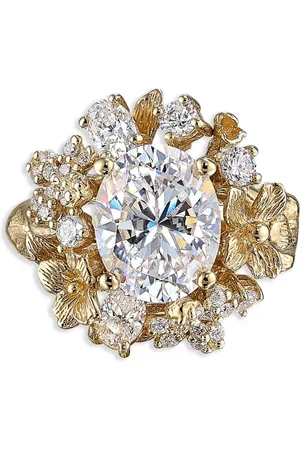 Anabela Chan Anillo Golden Posy en oro amarillo vermeil de 18kt con diamantes