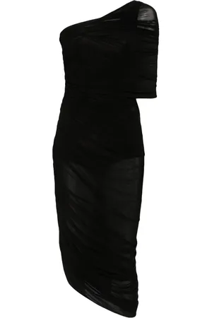 MAGDA BUTRYM Vestido midi drapeado con hombro descubierto