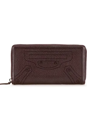 Balenciaga Cartera Calfskin Motocross Blackout Zip Around Wallet 2017