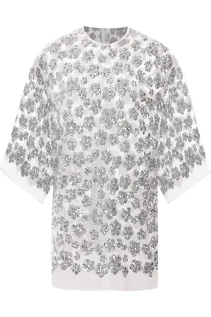 Cecilie Bahnsen Playera con lentejuelas y estampado floral
