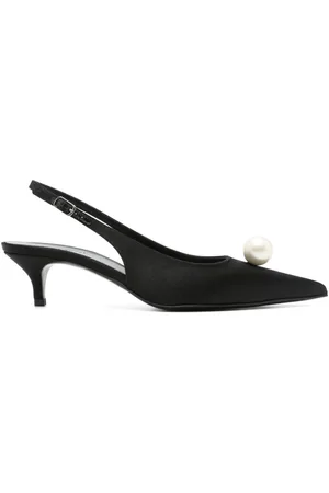 MAGDA BUTRYM Zapatillas satinadas con detalle de perlas y tacón de 50mm