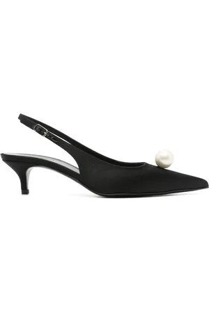 MAGDA BUTRYM Zapatillas satinadas con detalle de perlas y tacón de 50mm