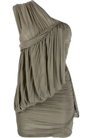Rick Owens Vestido corto fruncido con un hombro descubierto