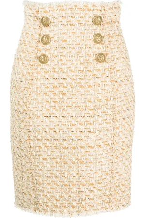 Balmain Falda lápiz de tweed con detalles