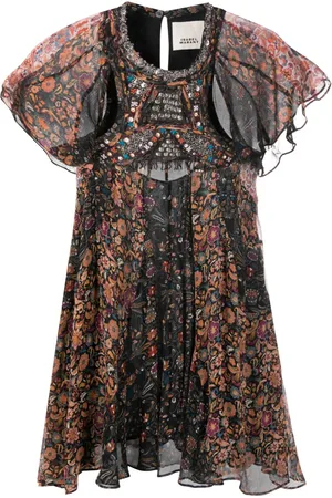 Isabel Marant Vestido corto con estampado floral y aberturas