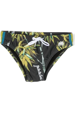 Sundek Traje de baño con cordones y hojas estampados
