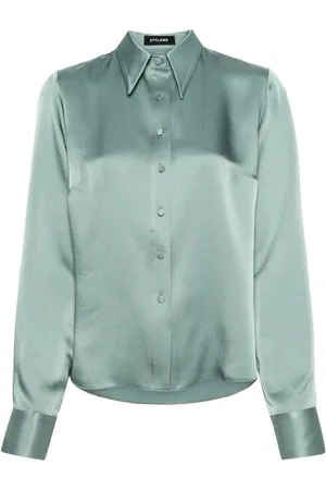Styland Camisa de satén con cuello de pico