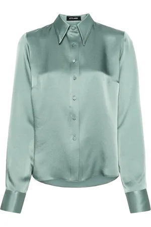 Styland Camisa de satén con cuello de pico