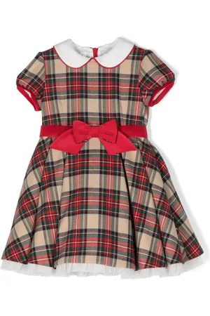 COLORICHIARI Vestido con motivo de cuadros y detalle de moño