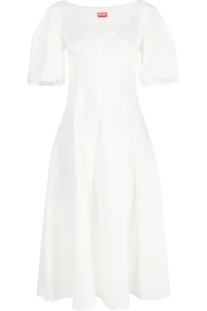 Kenzo Vestido midi con mangas farol y bordado