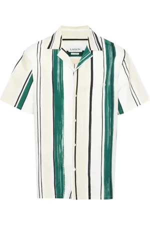 Lanvin Camisa con logo bordado y estampado de rayas