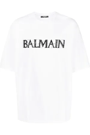Balmain Playera con logo de cristales
