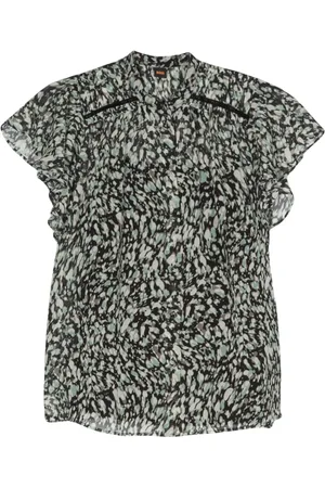 HUGO BOSS Camisa fruncida con estampado gráfico