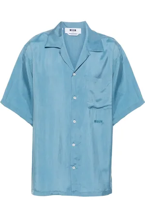 Msgm Camisa satinada con cuello cubano