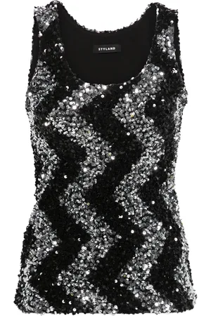 Styland Top con lentejuelas y motivo en zigzag