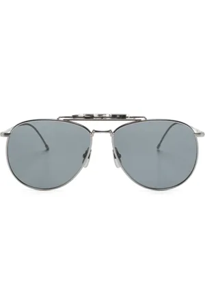 Thom Browne Lentes de sol con armazón estilo piloto y doble puente