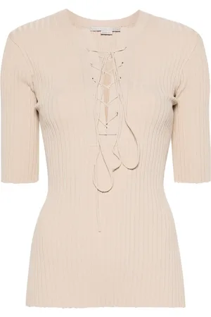 Stella McCartney Top de canalé con agujetas
