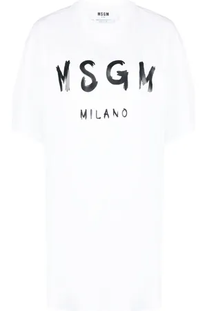 Msgm Vestido estilo playera con logo estampado