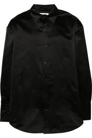Saint Laurent Camisa de seda satinada manga larga