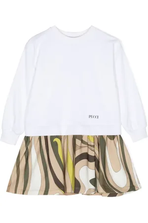 PUCCI Junior Vestido con paneles y estampado abstracto