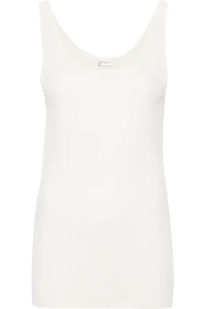 Saint Laurent Camiseta tejida semitranslúcida de canalé