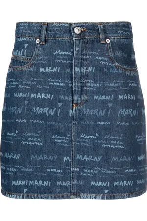 Marni Falda de mezclilla con logo estampado
