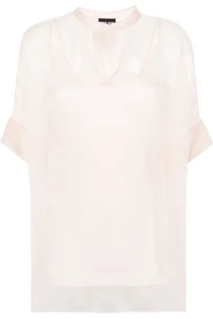 Giorgio Armani Blusa de seda a capas transparente