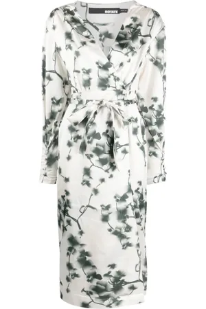 ROTATE Vestido midi con estampado floral abstracto
