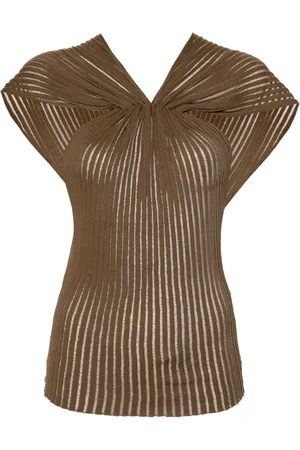 Saint Laurent Top tejido de canalé con tiras cruzadas