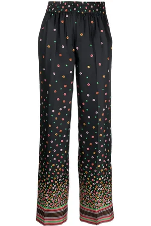 RED Valentino Pantalones de seda con estampado floral
