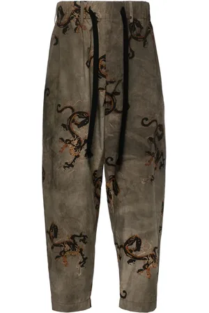 UMA WANG Pigiama dragon-print tapered cotton trousers