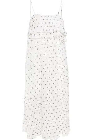 Ganni Vestido midi con monograma y volantes
