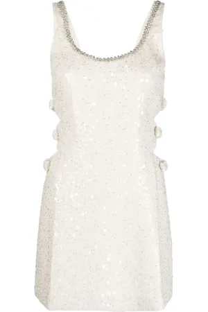 Self-Portrait Vestido corte con ribete de strass