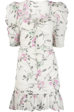 Marant Etoile Vestido corto Galdino con volantes y estampado floral