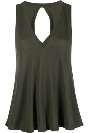 SEMICOUTURE Top tejido de canalé con detalle de agujero