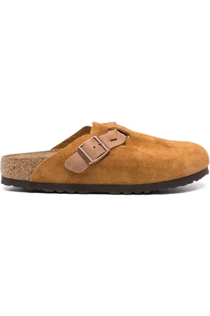 Birkenstock Mules de gamuza con puntera redonda