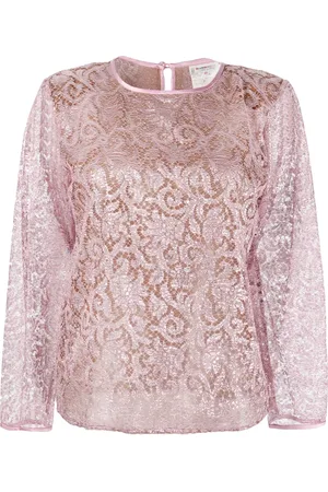 Saint Laurent Blusa de encaje transparente 1980