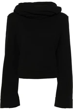 Saint Laurent Hoodie corta con diseño drapeado